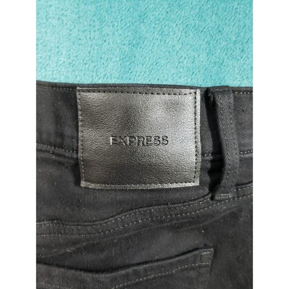 Express Jeans Size 4 Short Black Stretch Pants Mid Rise Skyscraper Kick Bootcut - Picture 13 of 14